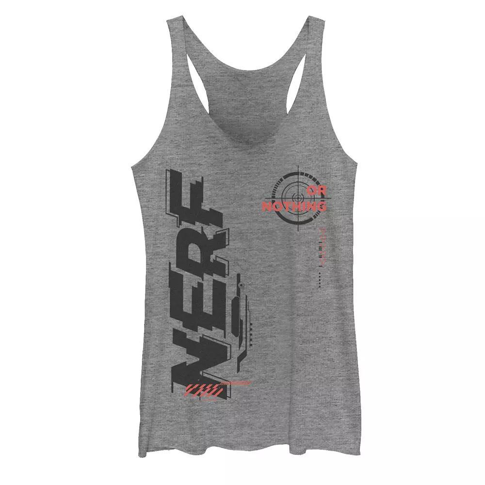 Juniors' Nerf It's Nerf Or Nothing Right Side Text Tank Top, Girl's, Size: XS, Gray Grey Product Image