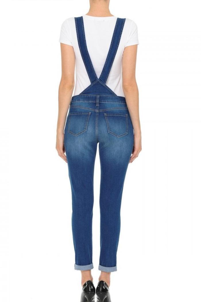 Front button denim overall Product Image