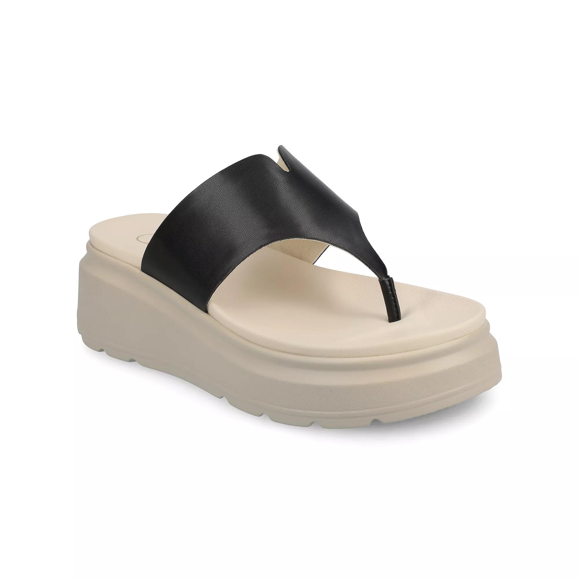 Journee Carah Wedge Thong Flip Flop Women's Sandals,  Product Image