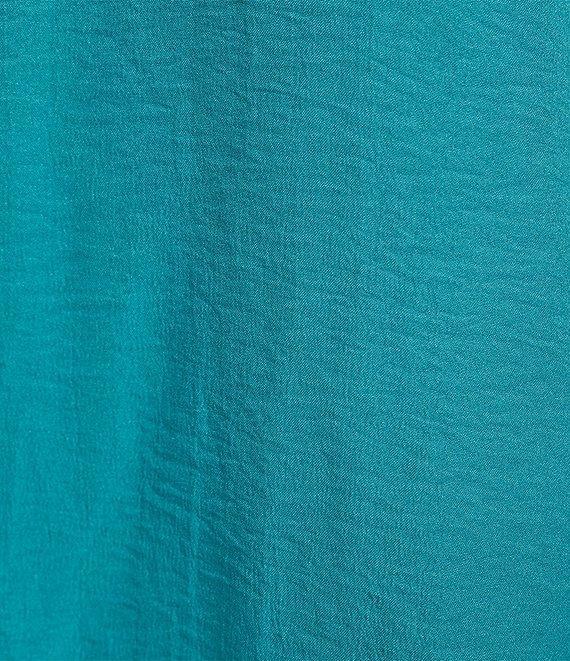 Calessa Plus Size Crinkle Textured Foulard Embroidered Split V-Neck 3/4 Sleeve Tunic Product Image