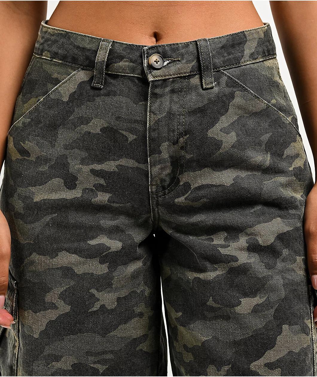 Angel Kiss Slouchy Camo Cargo Shorts Product Image