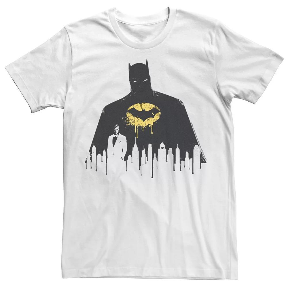 Men's Batman Paint Drip Dark Silhouette Tee, Size: XS, White Product Image