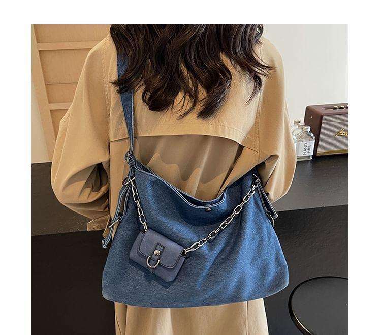 Set: Denim Crossbody Bag + Pouch Product Image