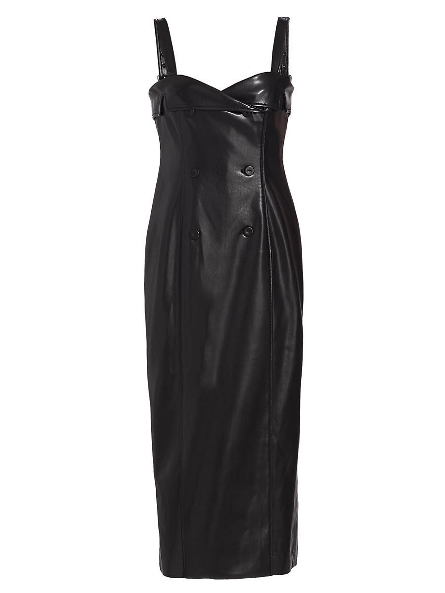 Womens Tessa Faux Leather Midi-Dress Product Image