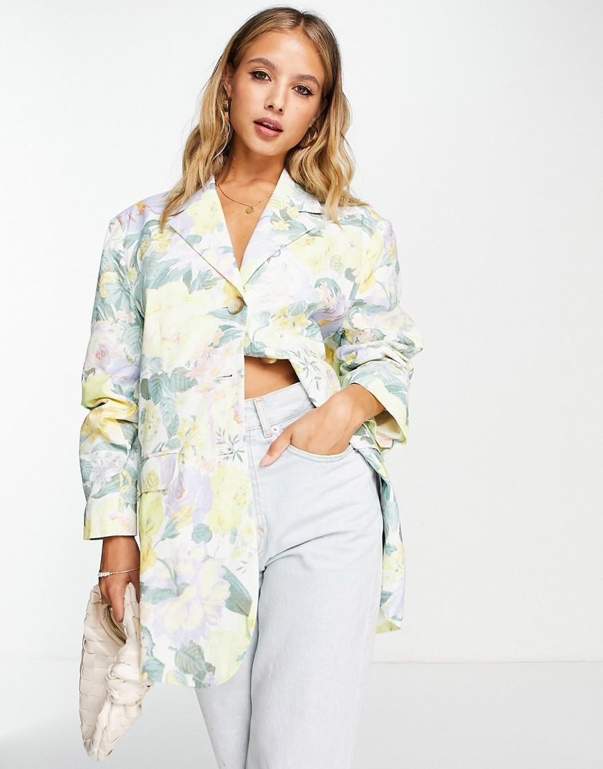 ASOS DESIGN floral oversized grandad blazer-Multi Product Image