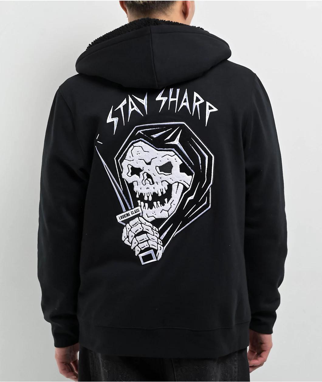 Lurking Class by Sketchy Tank Stay Sharp Black Zip Hoodie Product Image