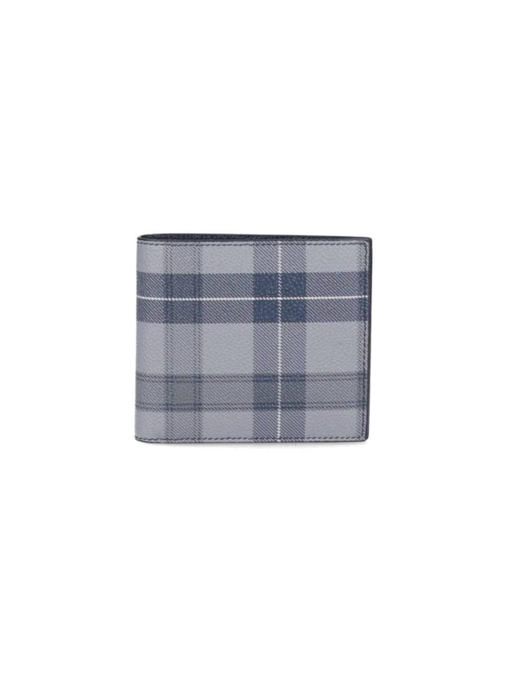 THOM BROWNE Gray Tartan Wallet In 035 Med Grey Product Image