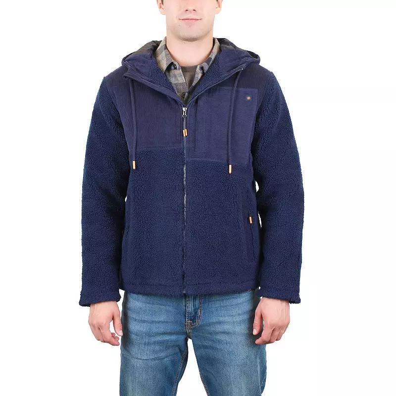 Mens Mountain and Isles Sherpa & Corduroy Zip-Front Hooded Jacket Black Navy Product Image