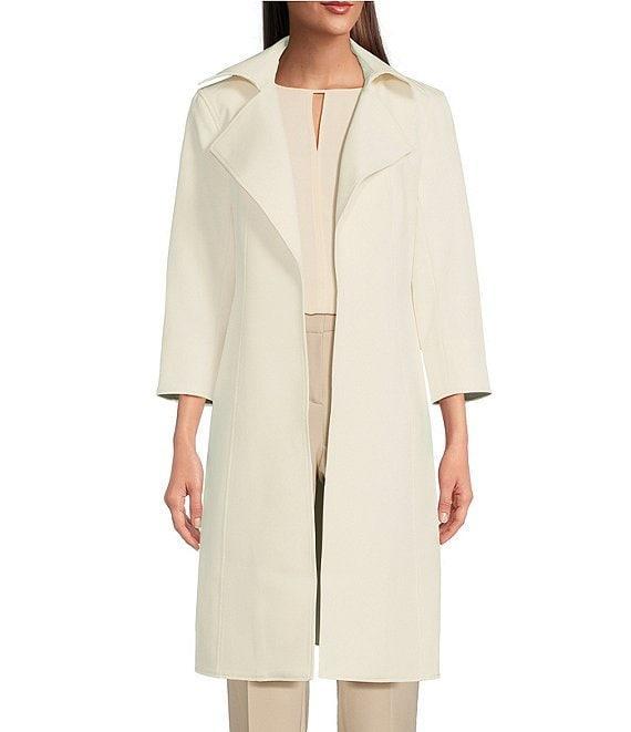 Anne Klein Suit Stretch Wide Collar 3/4 Sleeve Open Front Topper Coat Product Image