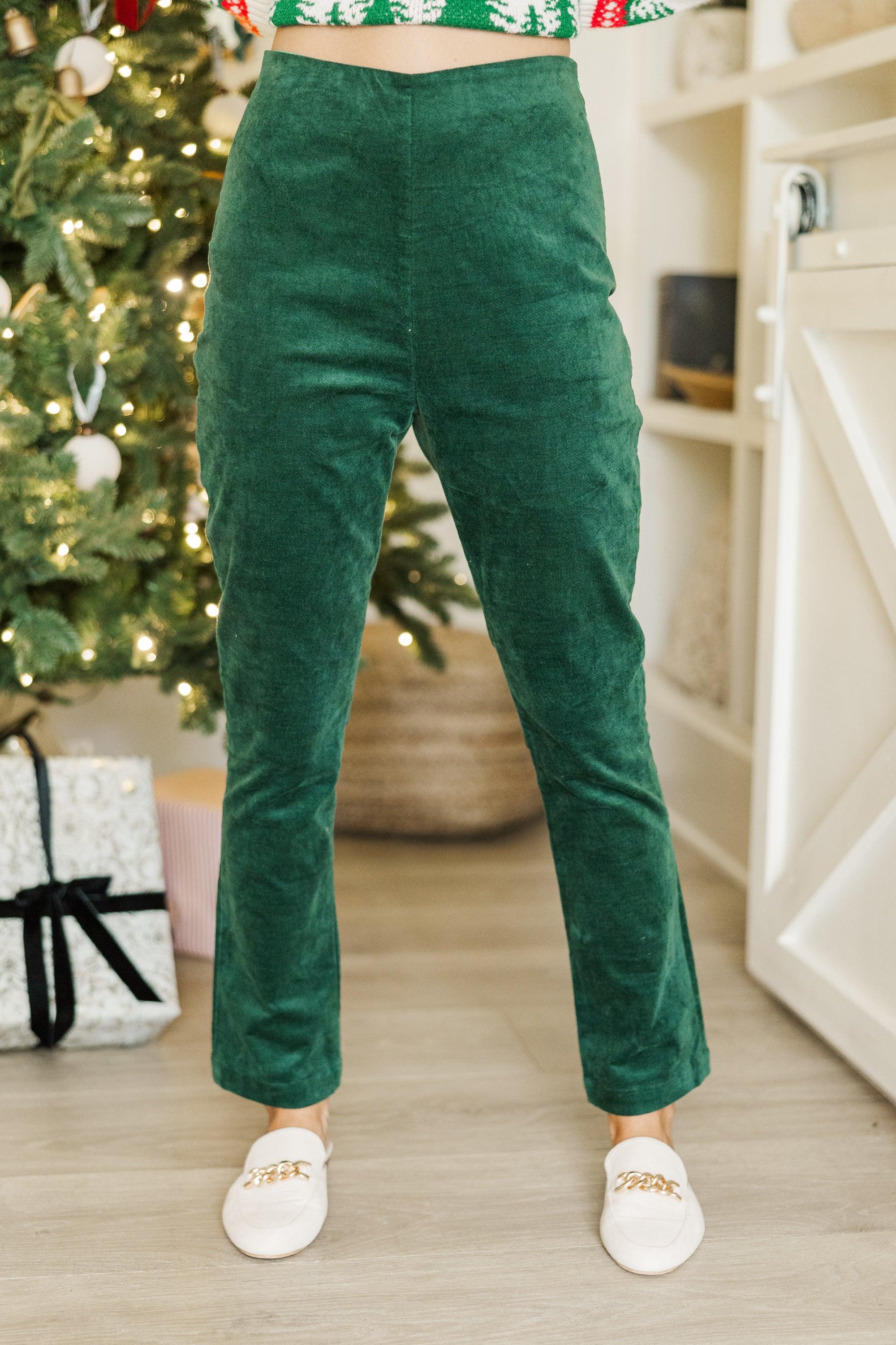 On Your Way Emerald Corduroy Pants Female Product Image