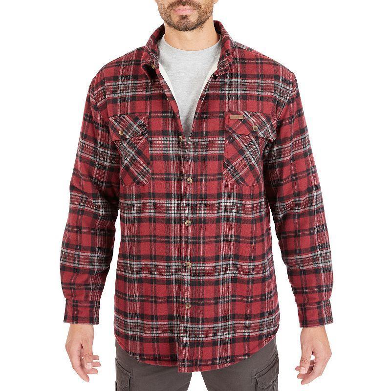 Big & Tall Smiths Workwear Sherpa-Lined Flannel Shirt Jacket, Mens Red Product Image