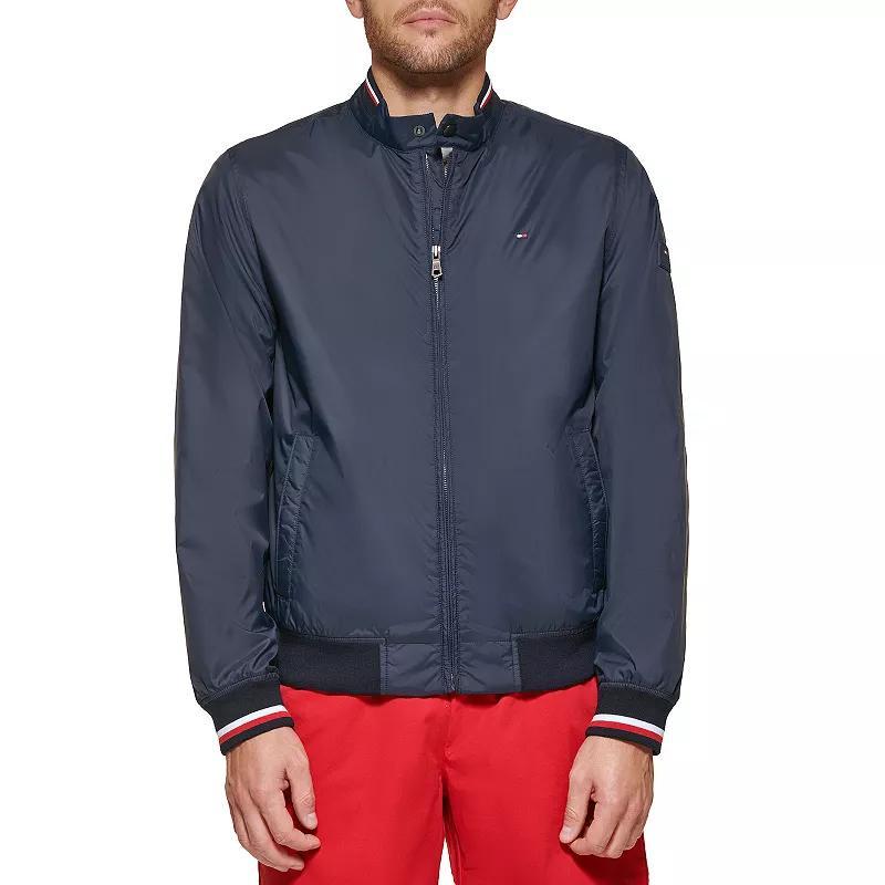 Mens Tommy Hilfiger Bomber Jacket Black Red Combo Product Image