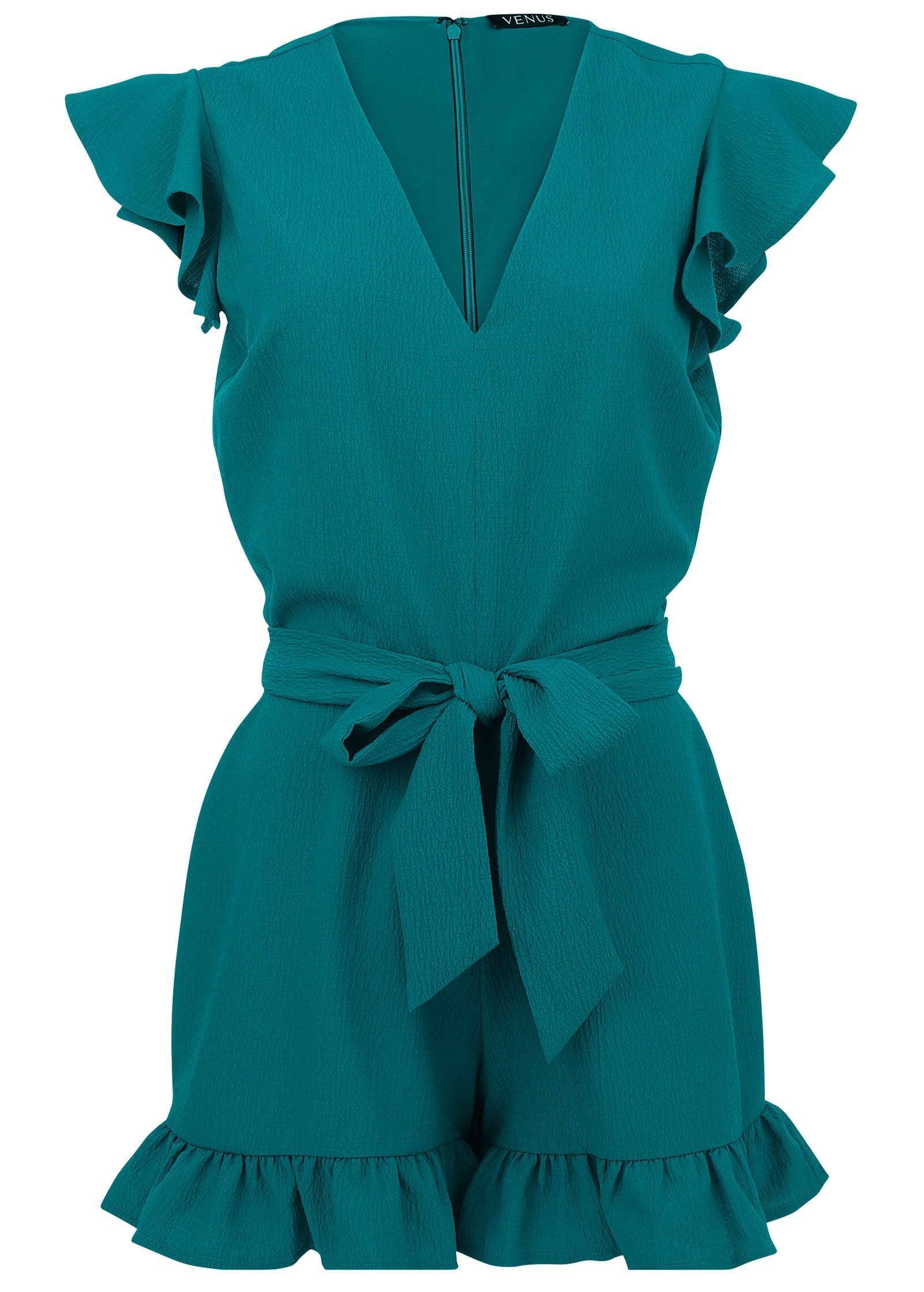 Fluted Satin Romper - Navy Product Image