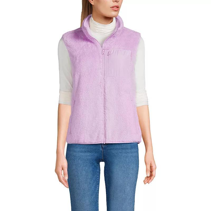 Womens Lands End Cozy Sherpa Fleece Vest Blushed Purple Product Image