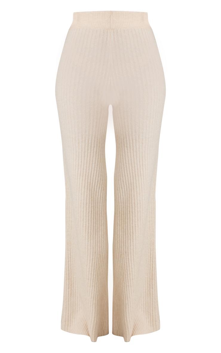 Tall Oatmeal Luxe Rib Knit Wide Leg Pants Product Image