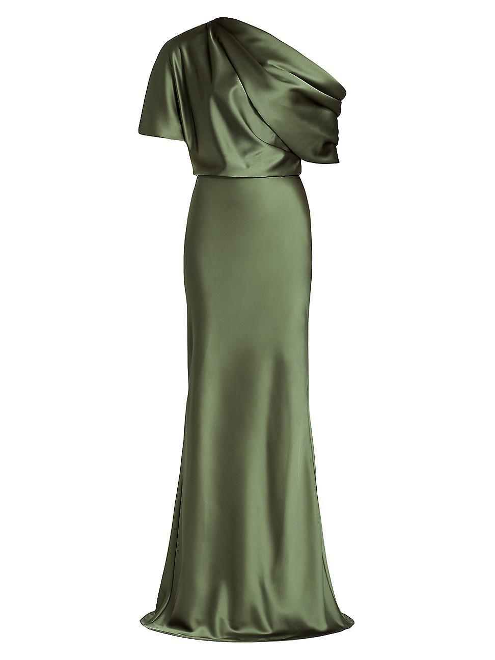 Womens Satin One-Shoulder Gown Product Image