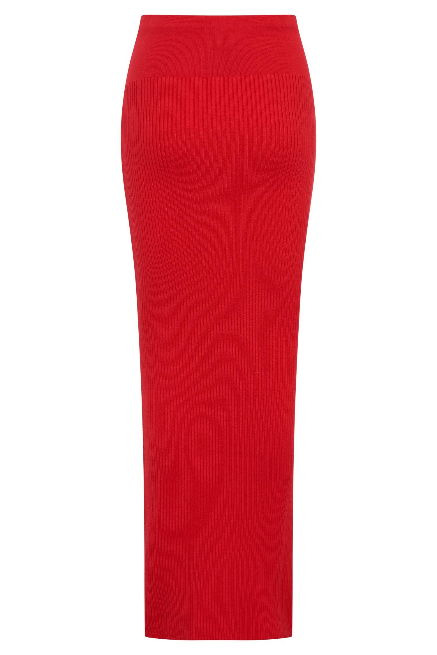 Mathilde Ribbed Knit Maxi Skirt - Ruby Product Image