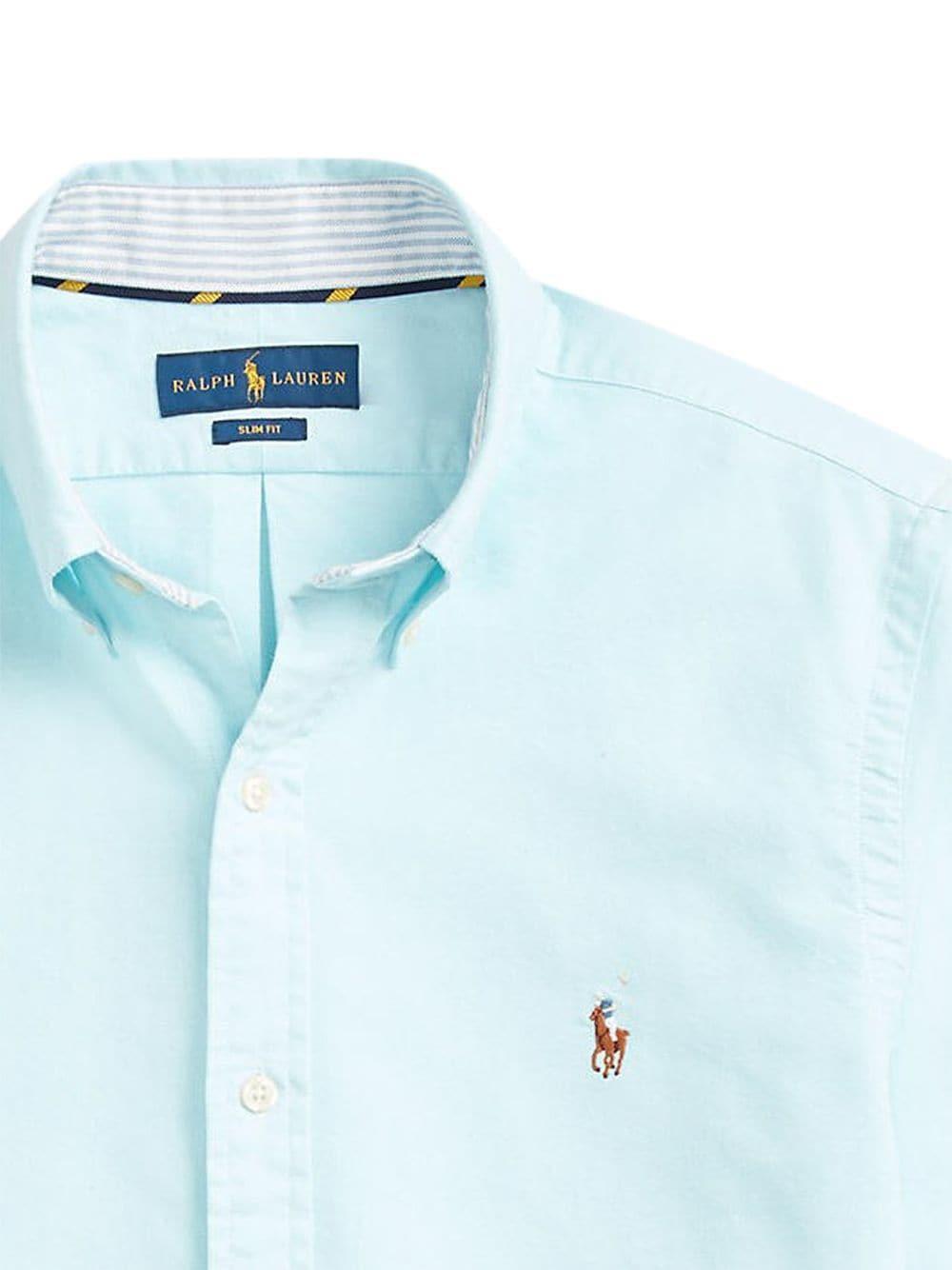 POLO RALPH LAUREN Embroidered Logo Oxford Shirt In Blue Product Image