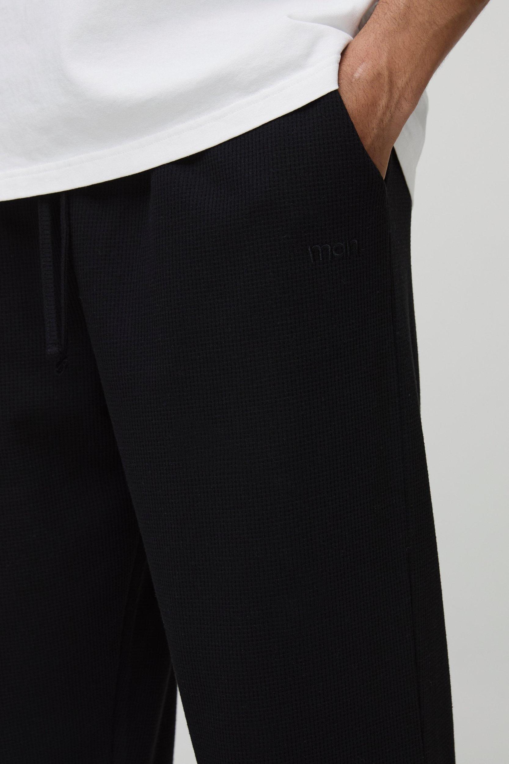 Oversized Man Embroidered Waffle Cuffed Sweatpants | boohooMAN USA Product Image