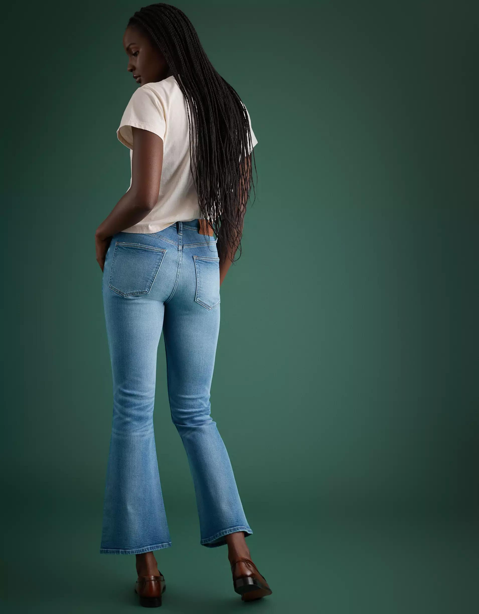 AE77 Premium High-Waisted Crop Flare Jean Product Image