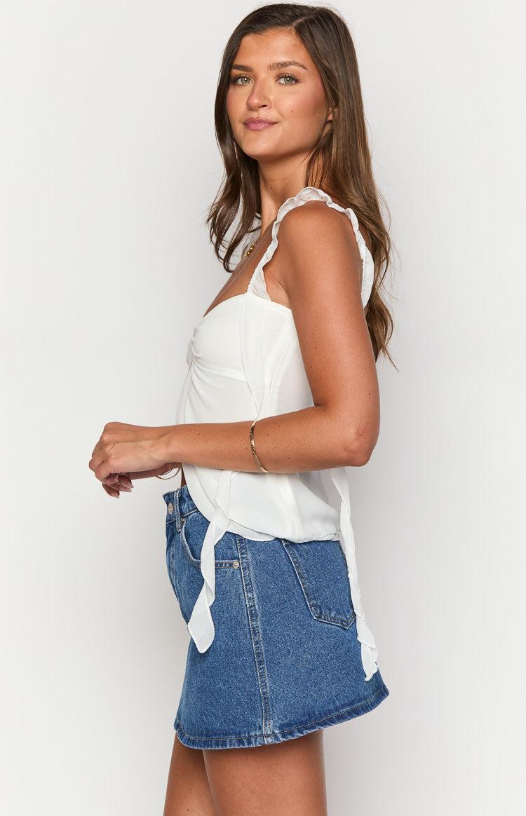 Raquelle Mid Wash Denim Mini Skirt Product Image