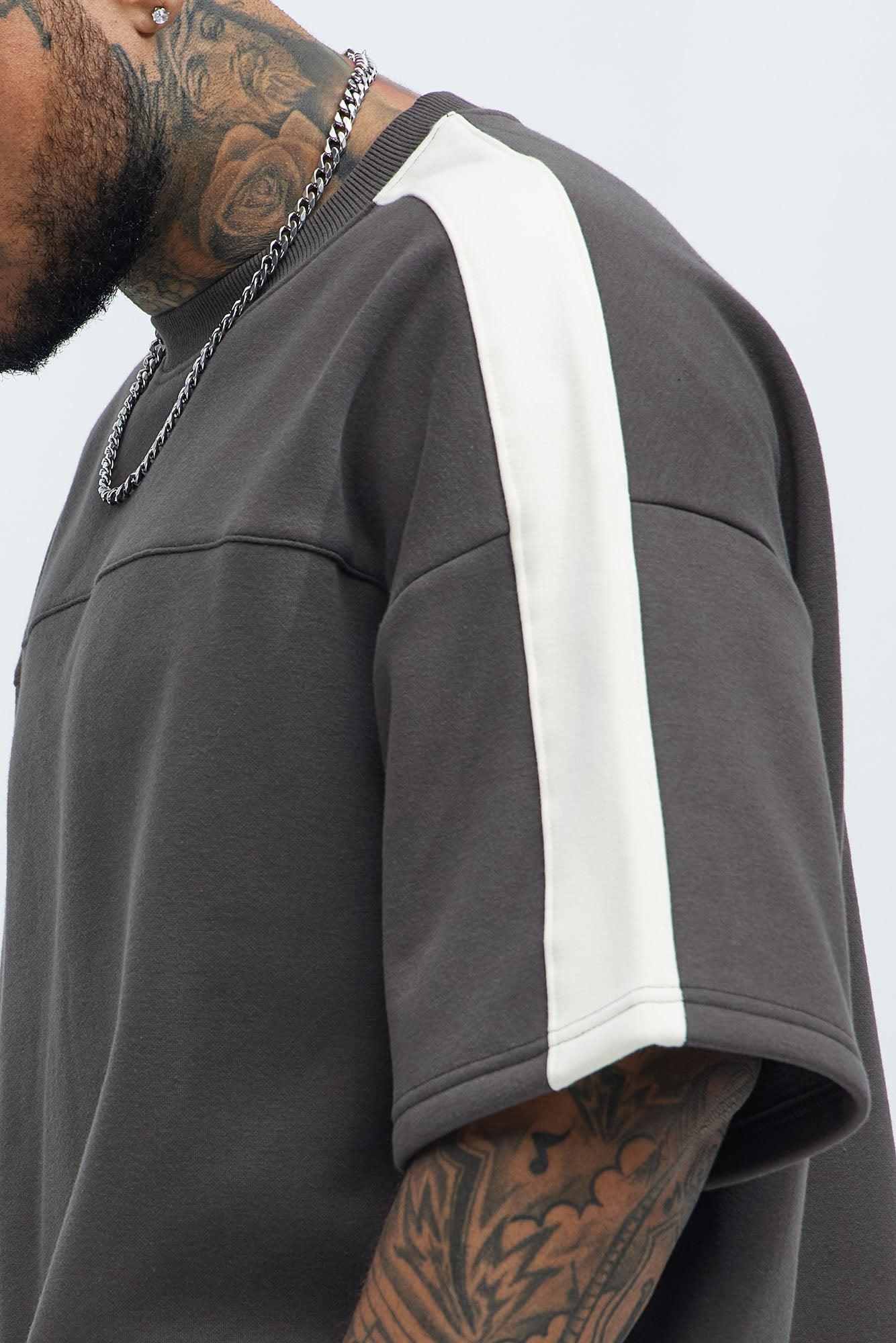 Tyson Oversized Heavyweight Striped Tee - Olive Product Image