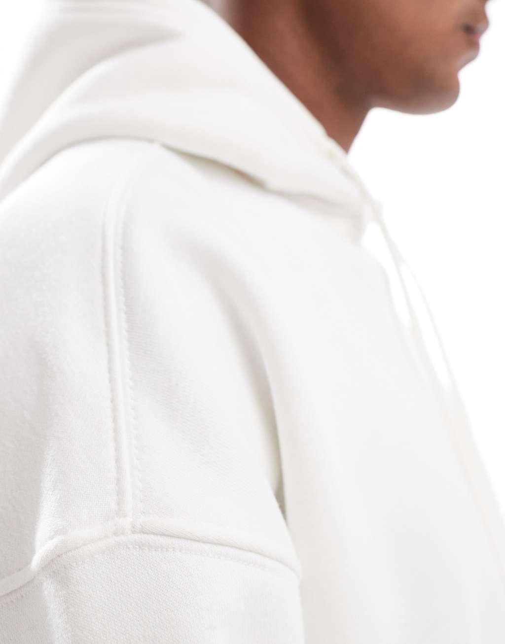 Pull&Bear basic hoodie in white Product Image