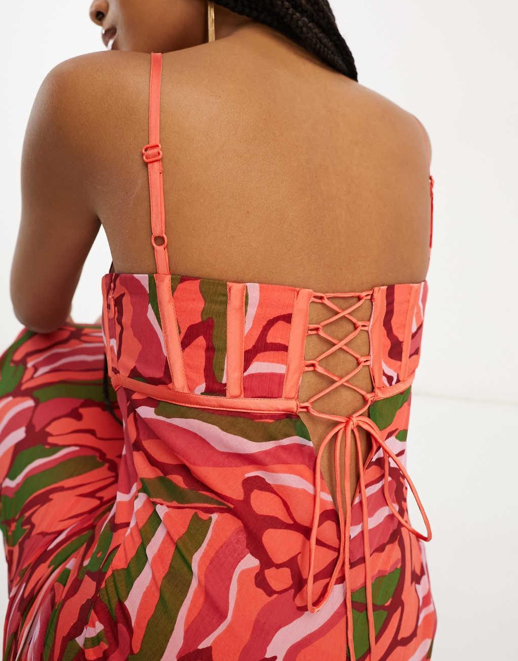 ASOS DESIGN corset bust detail bias midi dress Product Image