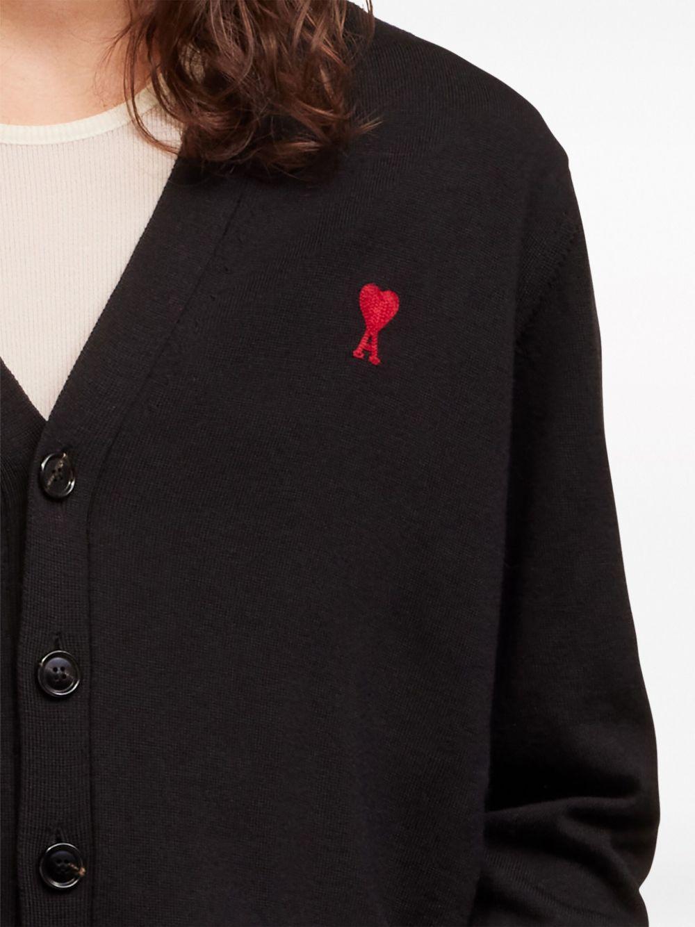 logo-embroidered wool cardigan  Product Image