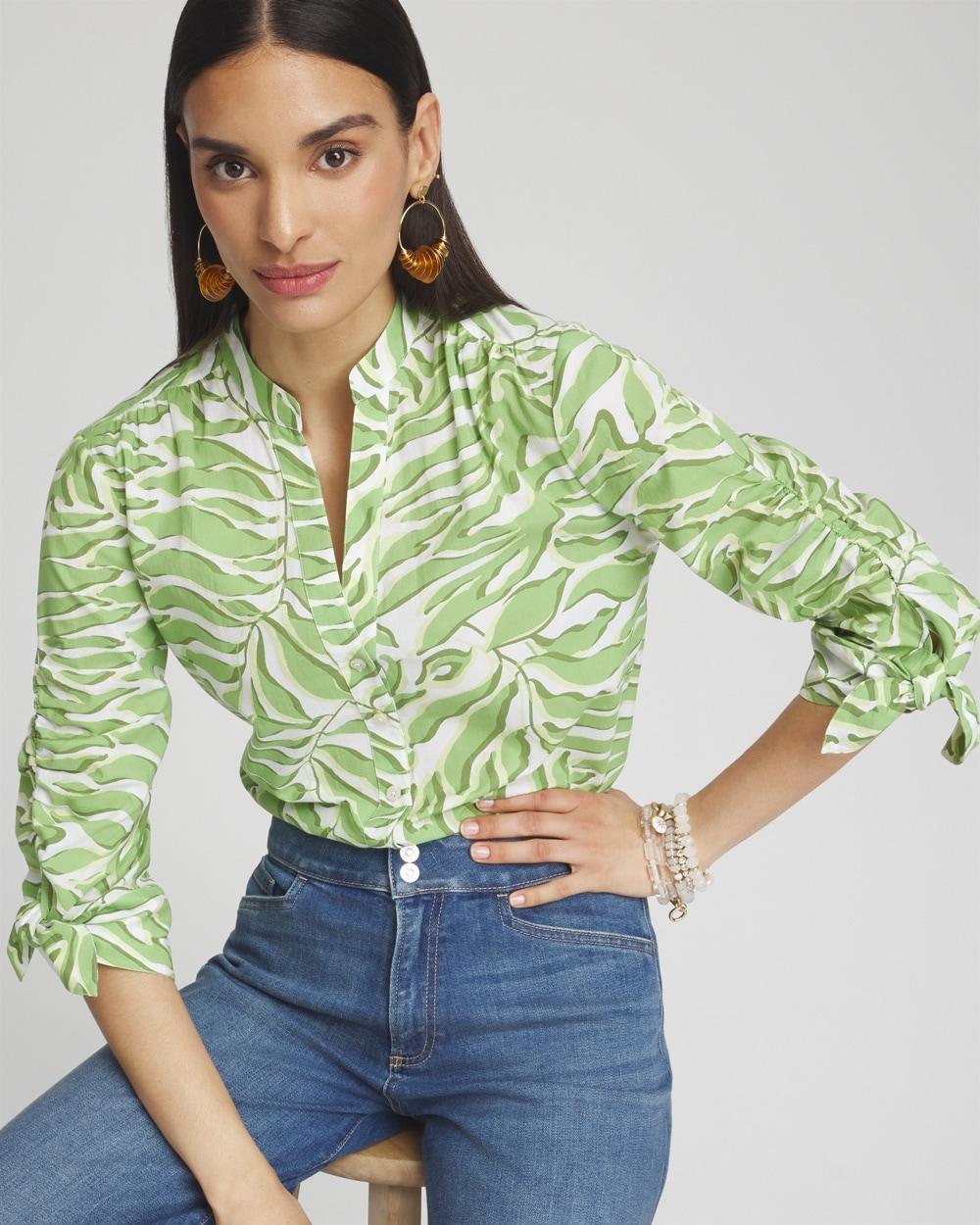 Floral Ruched Sleeve Shirt Product Image