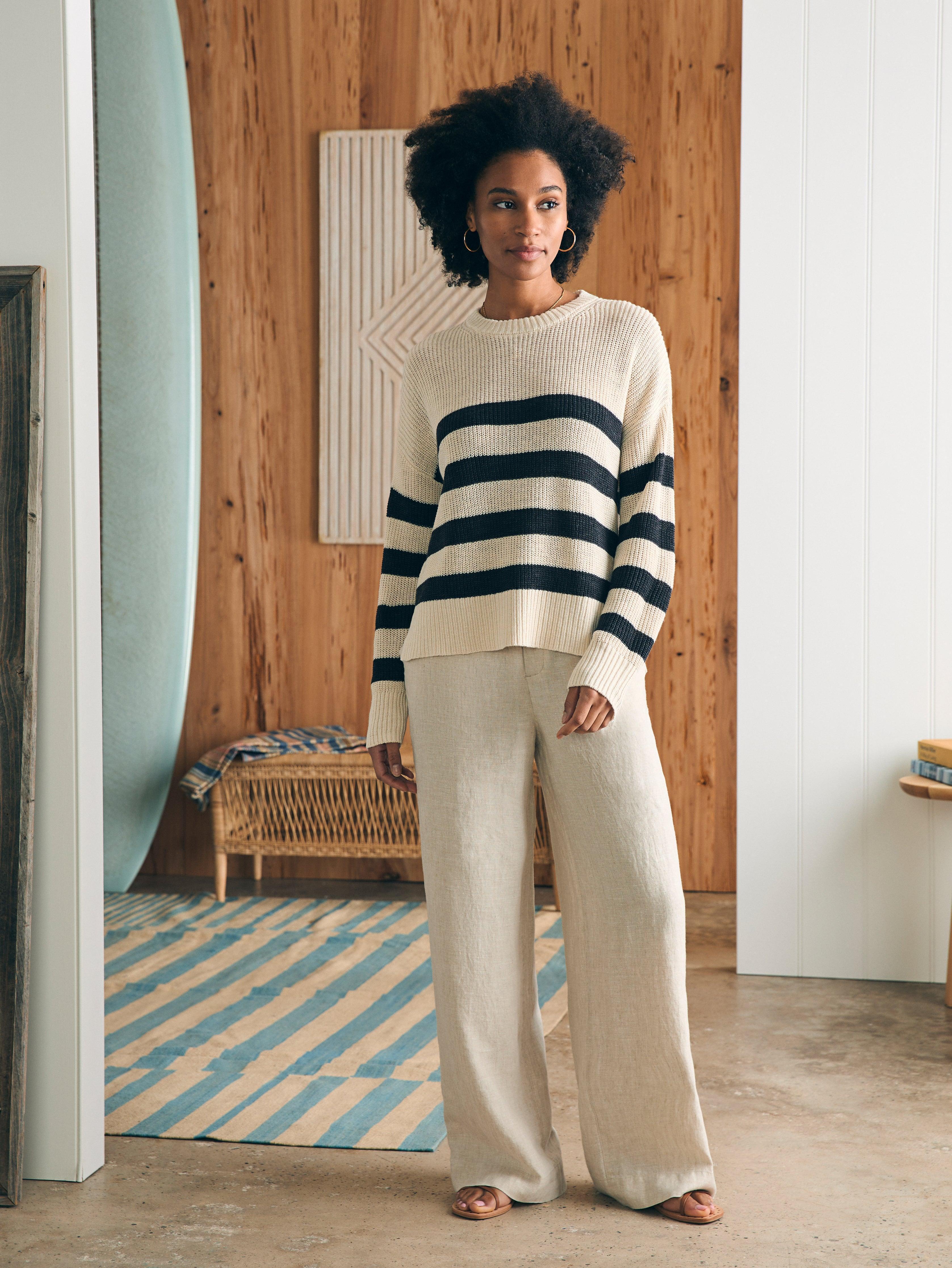 Miramar Linen Crew Sweater - Kadena Phantom Stripe Female Product Image