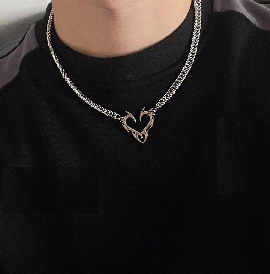 Heart Pendant Stainless Steel Choker Product Image