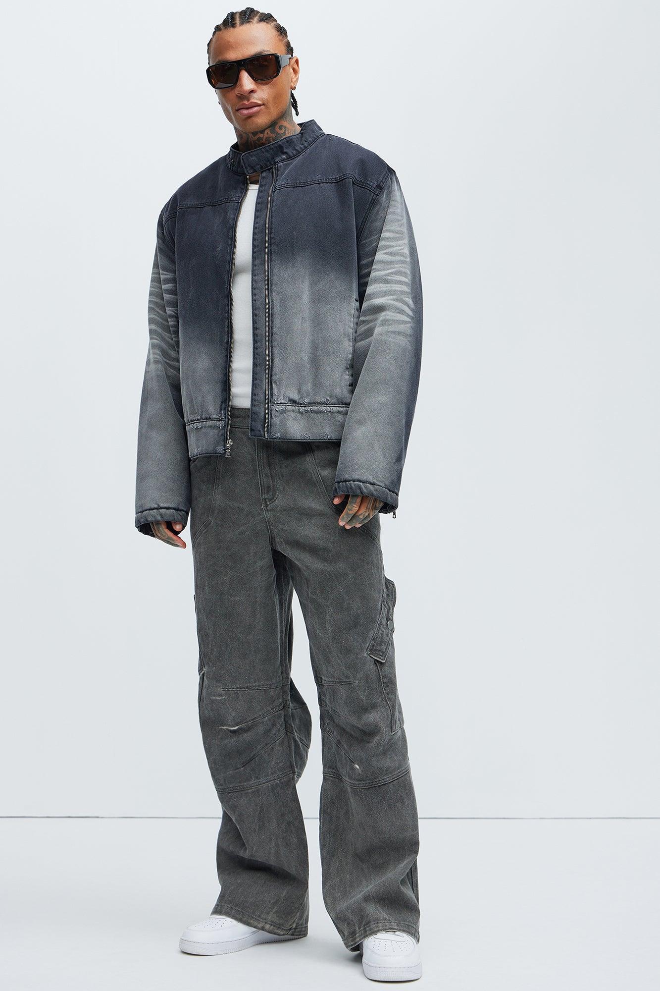 Overdyed Utility Baggy Cargo Pants - Grey Product Image