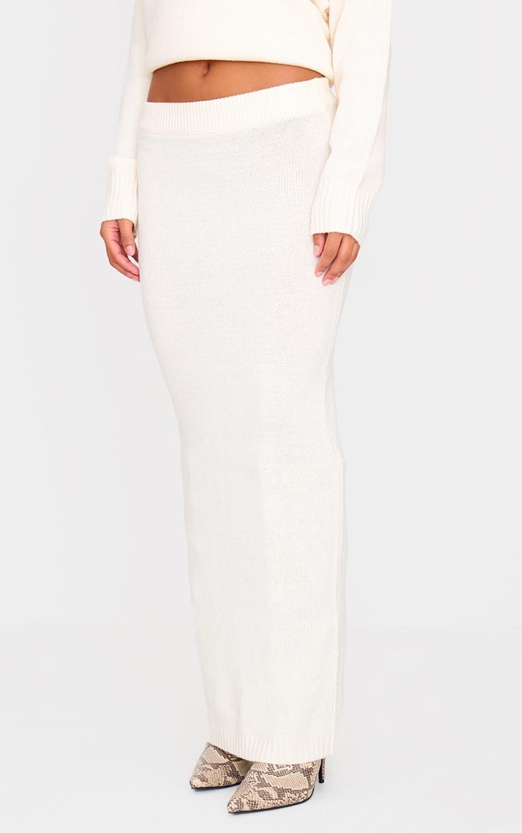 Cream Soft Knit Maxi Skirt Product Image