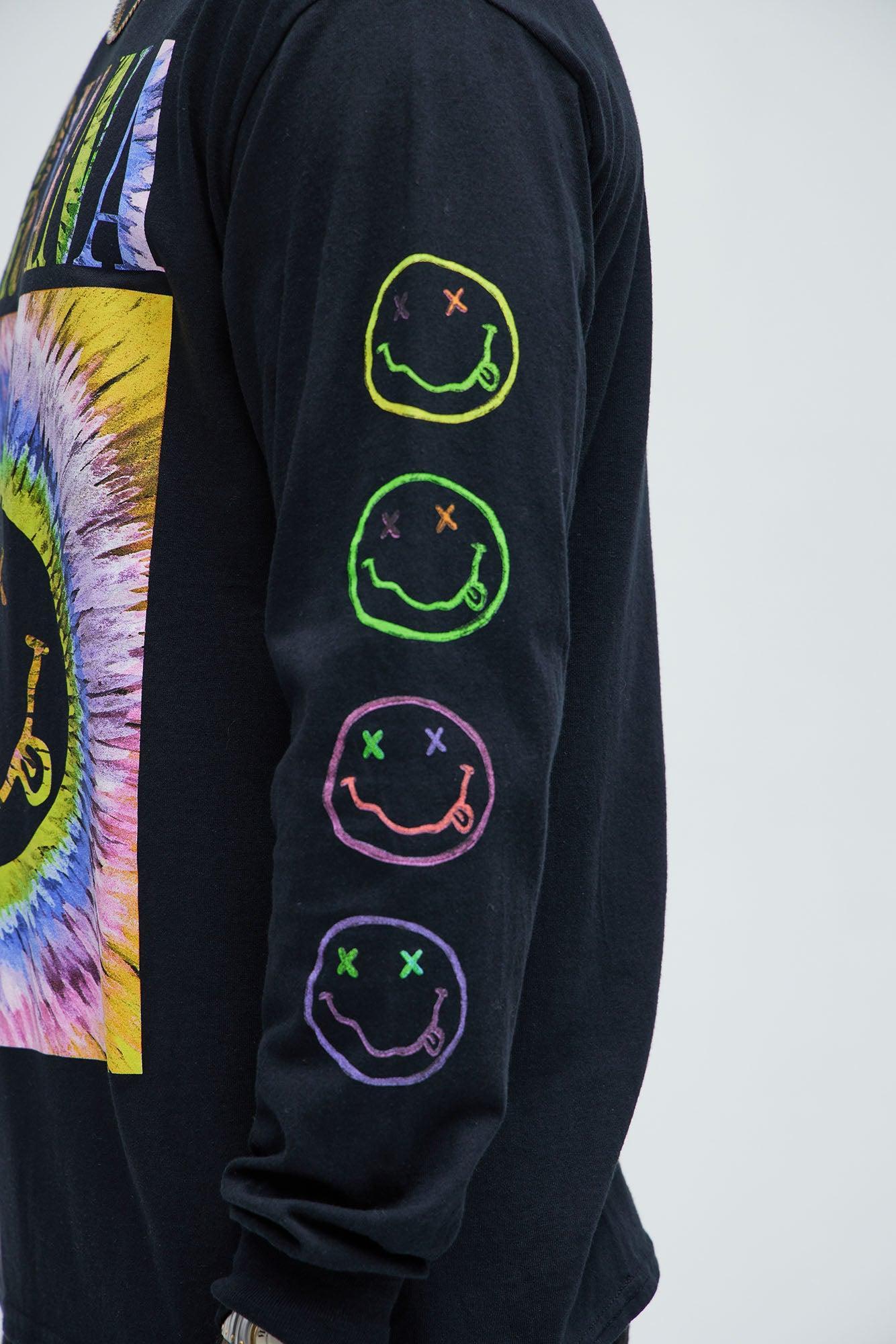 Nirvana Smiley Face Long Sleeve Tee - Black Product Image