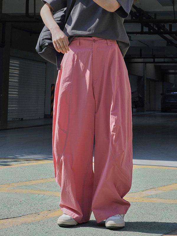 Loose Wide Leg Solid Color Split-Joint Casual Pants Bottoms Trousers Product Image
