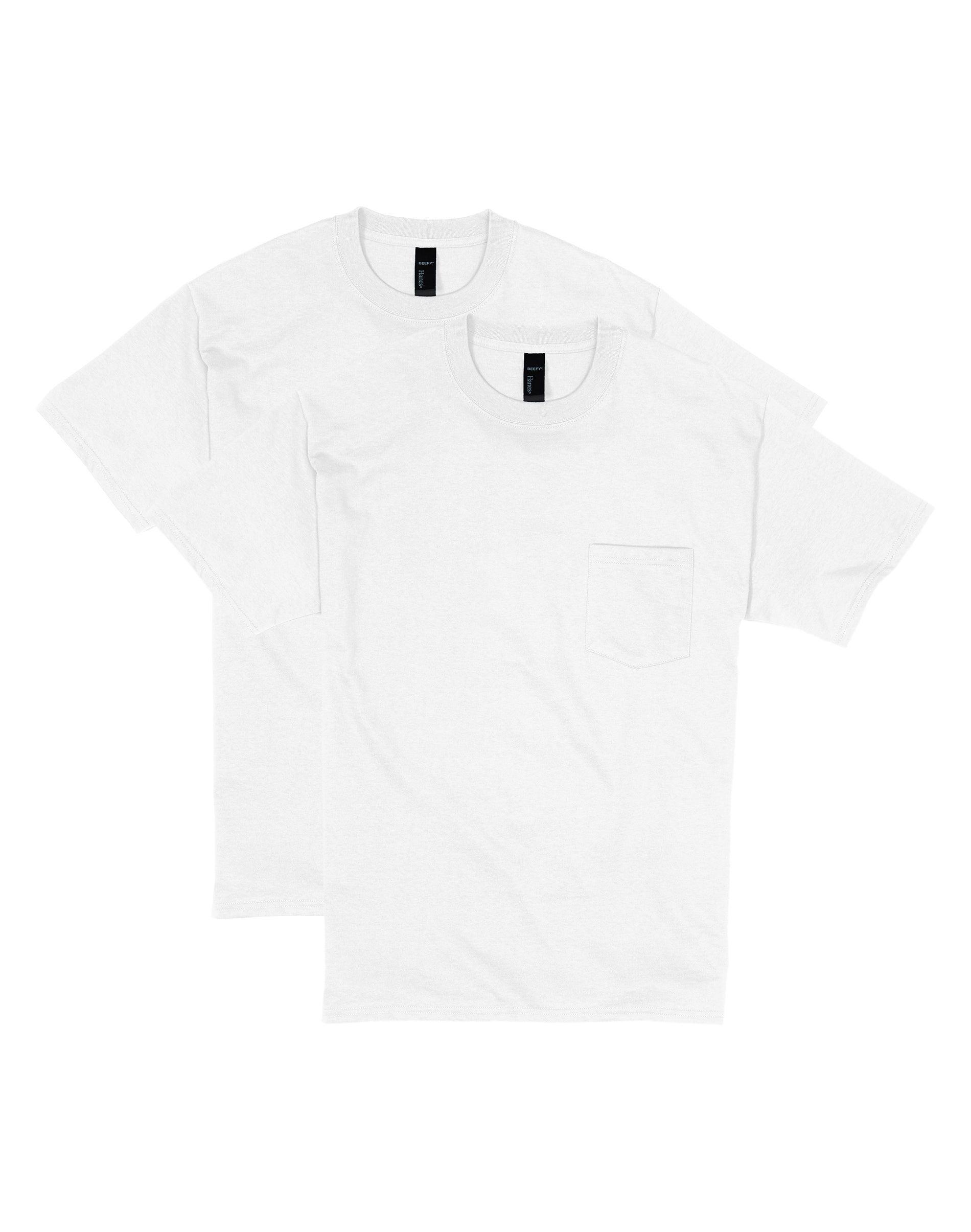 Men's Hanes® Beefy-T 2-Pack Pocket T-Shirt, Size: XL, White Product Image