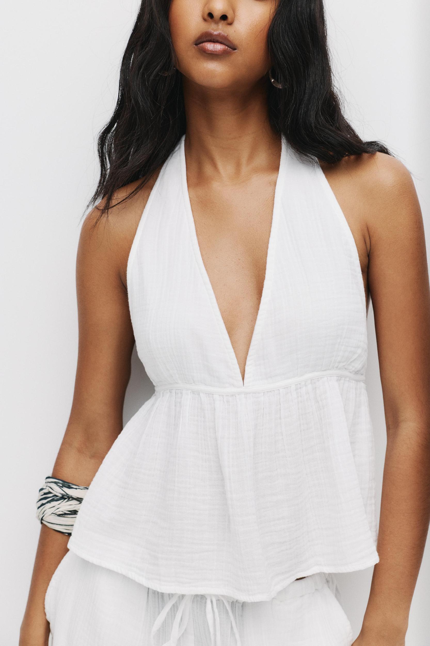 Textured rustic halter top Product Image