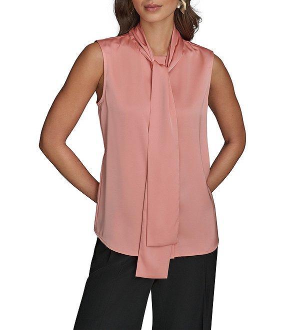 Donna Karan Charmeuse Sleeveless Tie Neck Top Product Image