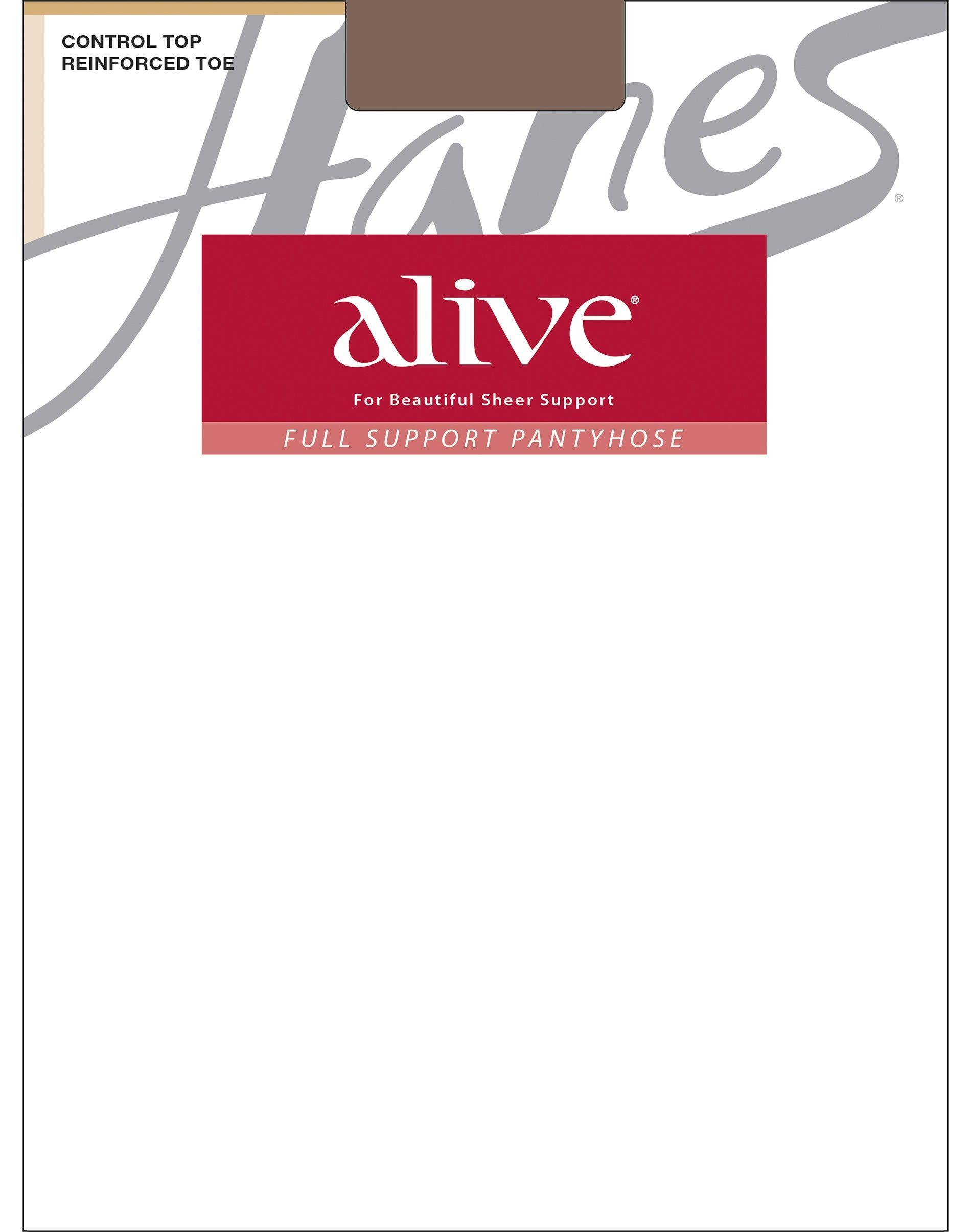 Hanes Alive Full Support Pantyhose with Control Top, Reinforced Toe Little Color F Womens Product Image