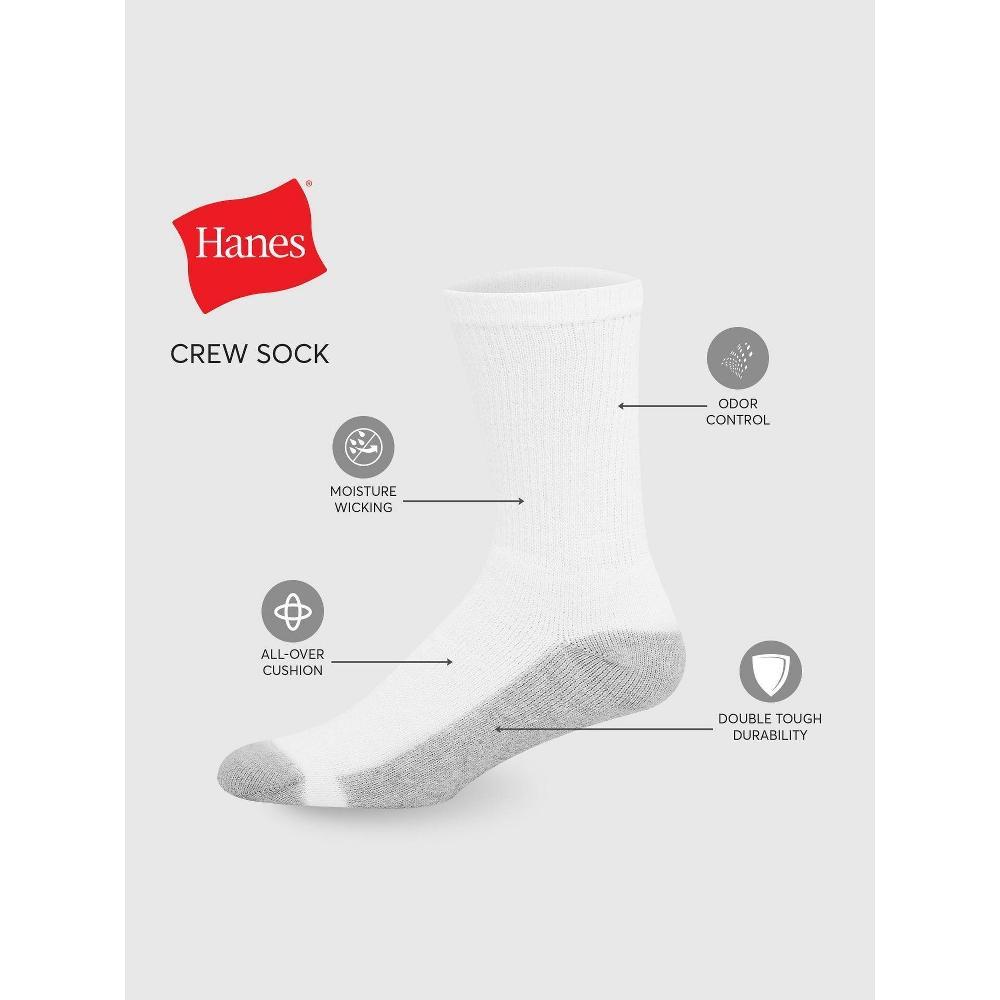 Mens Hanes Crew Socks with FreshIQ 8pk 6-12 Product Image