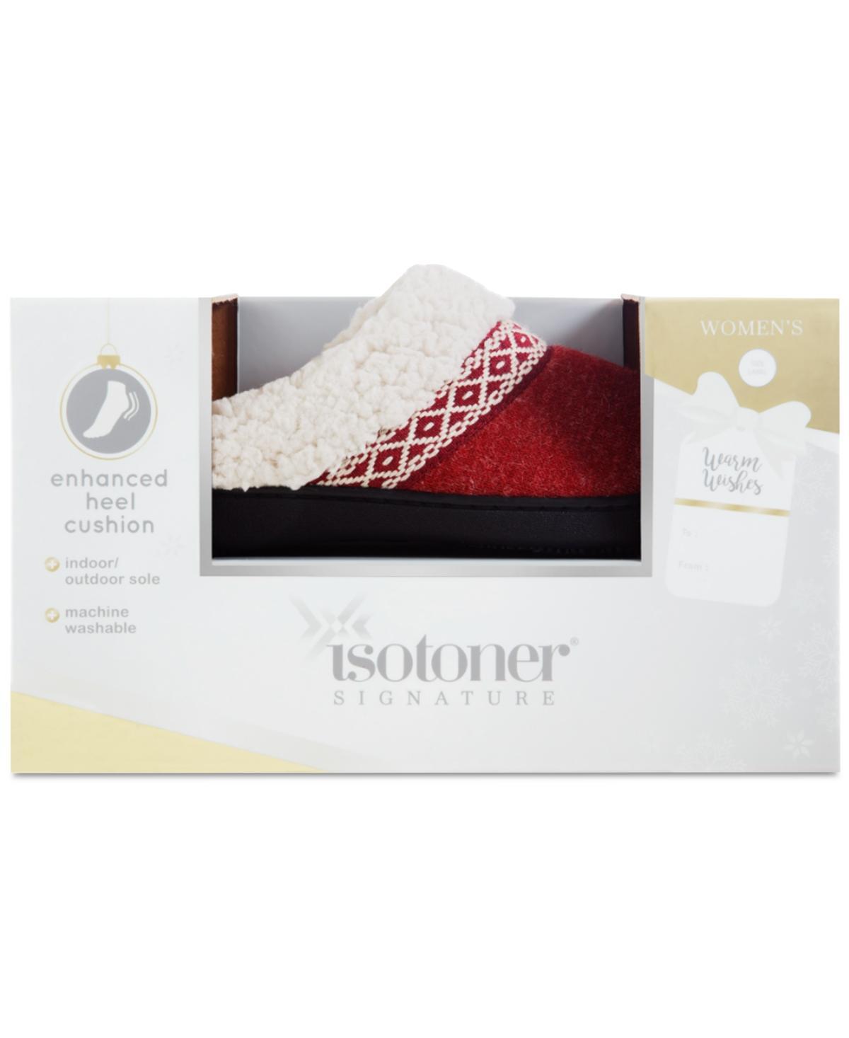 Isotoner Signature Womens Heather-Knit Ada Hoodback Boxed Slippers Product Image