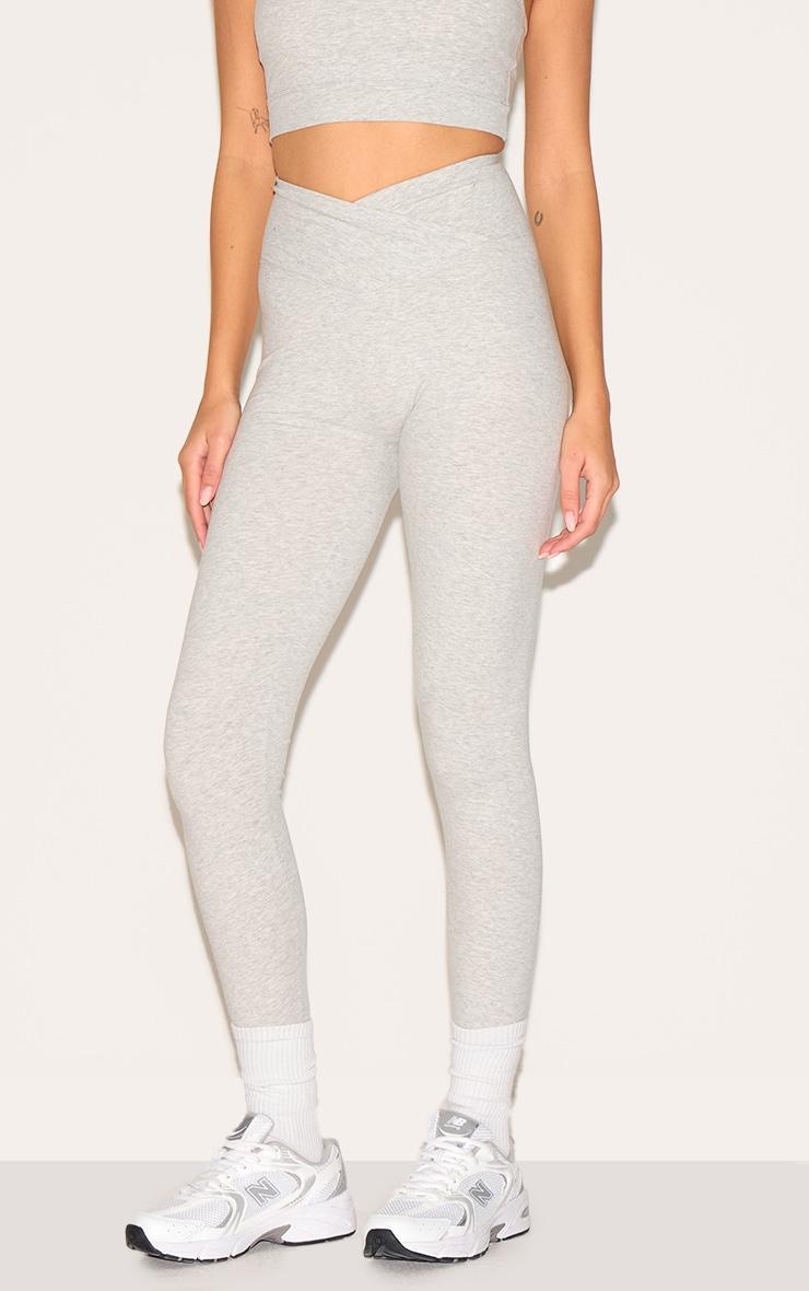 Ash Grey Sculpt Wrap Waist Gym Leggings Product Image