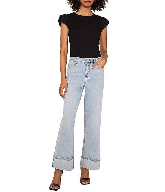 1. STATE Knit Crew Neckline Short Tulip Sleeve Tee Product Image