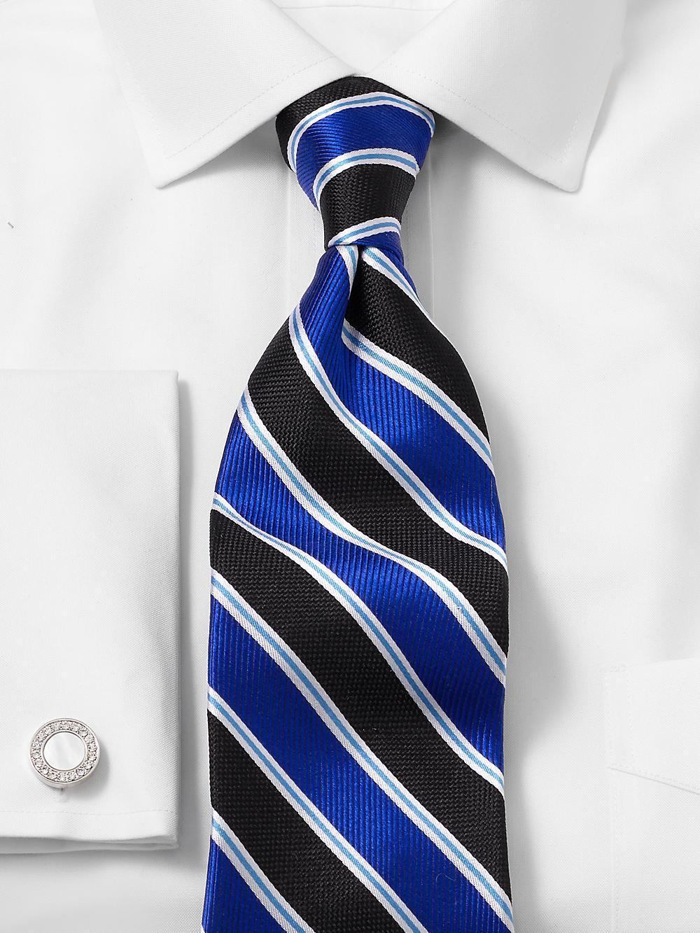 Stripe Woven Silk Tie - Blue/black Product Image