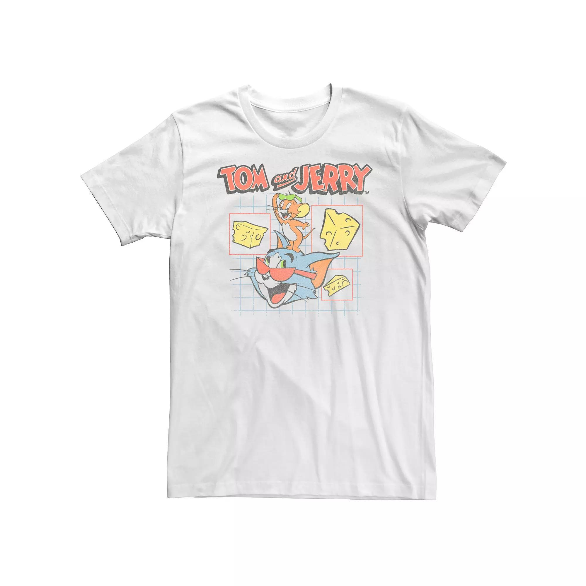 Big & Tall Tom And Jerry Cheese Retro Logo Tee, Men's, Size: 3XL, White Product Image