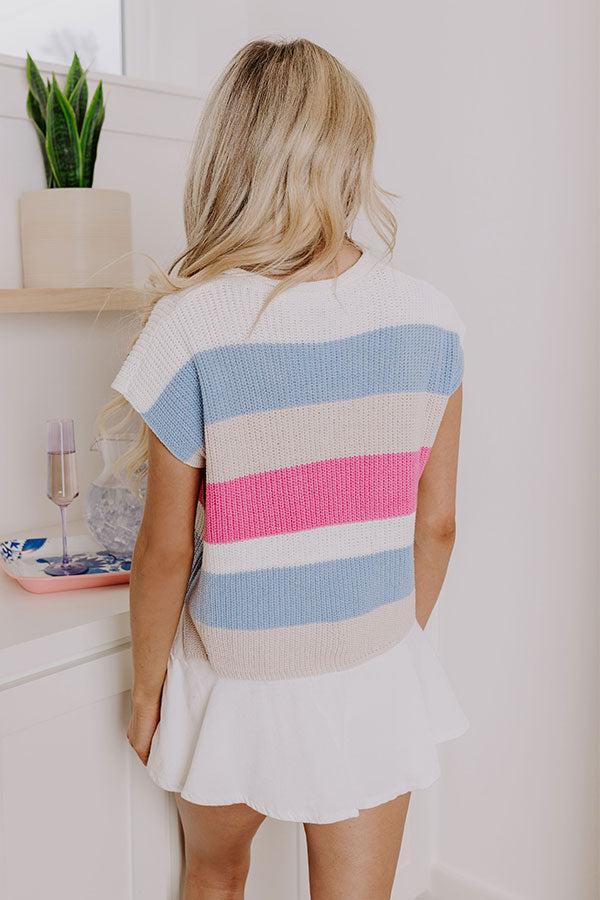 Sun-Kissed Shores Knit Top in Sky Blue Product Image