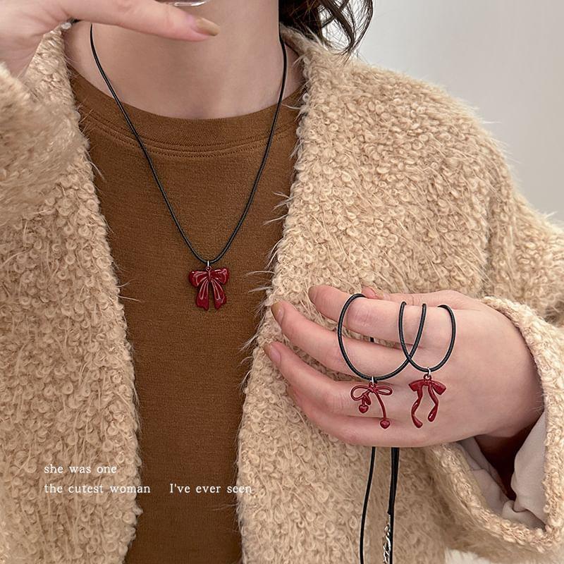 Bow Pendant Cord Necklace (Various Designs) Product Image