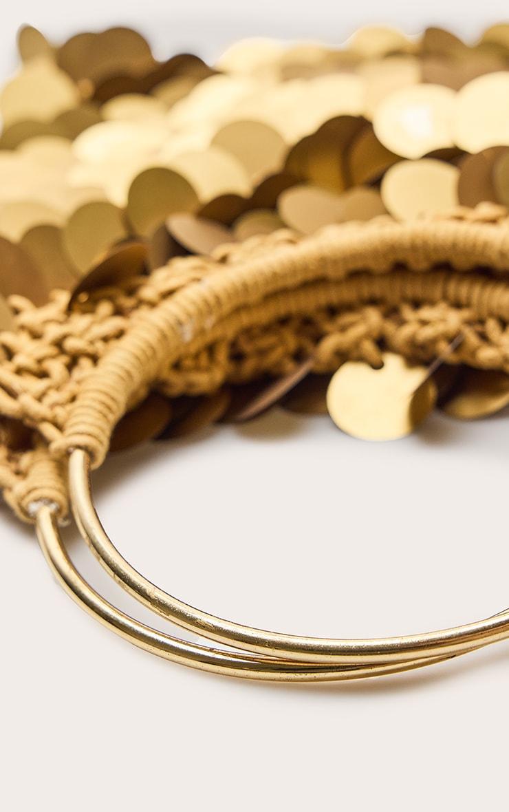 Gold Raffia Matte Sequin Handbag Product Image