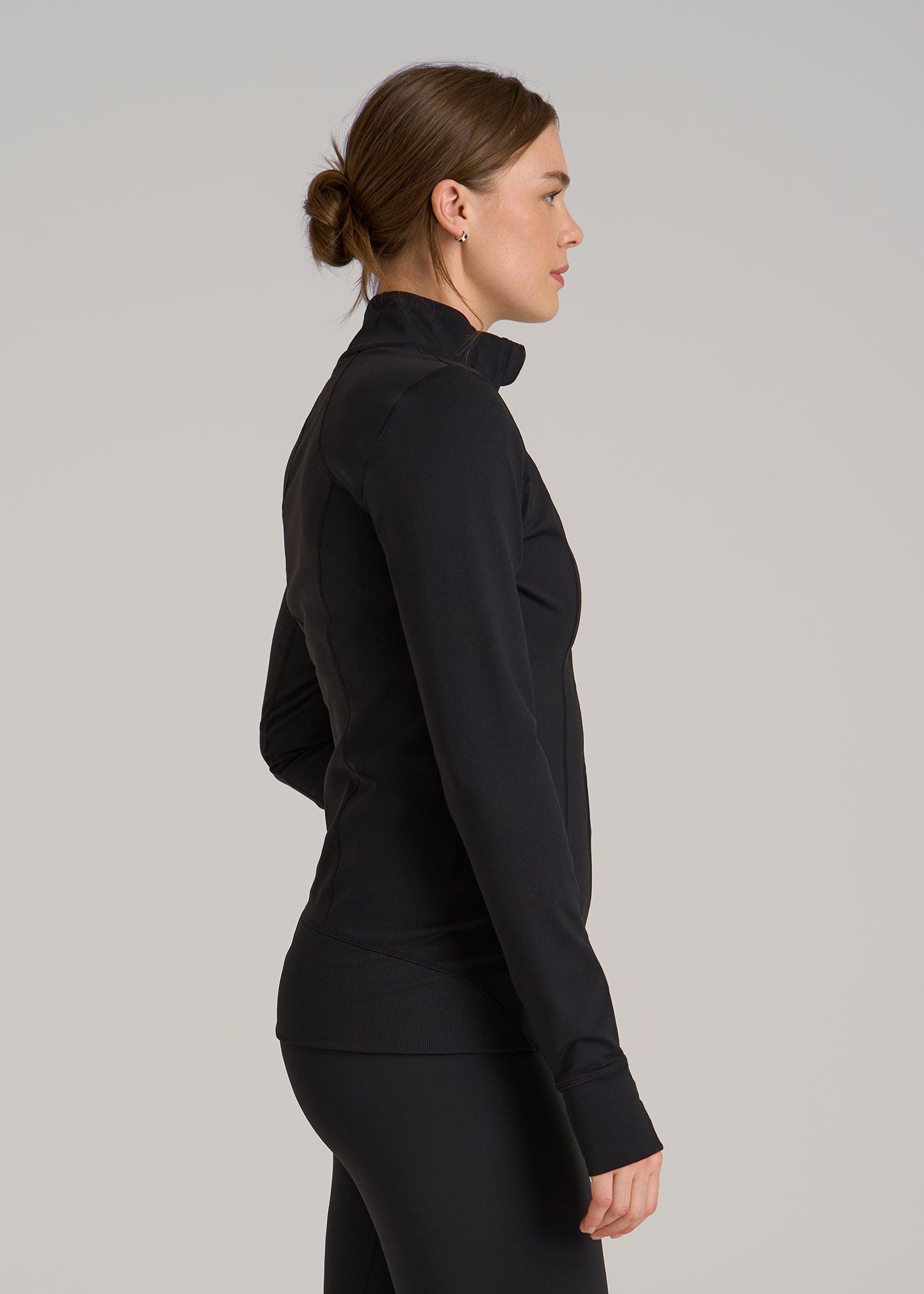 Women's Athletic Zip-Up Jacket for Tall Women in Black Female Product Image